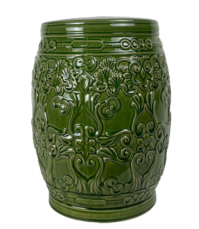 Keramik Hocker D34xH46cm Waldgrün