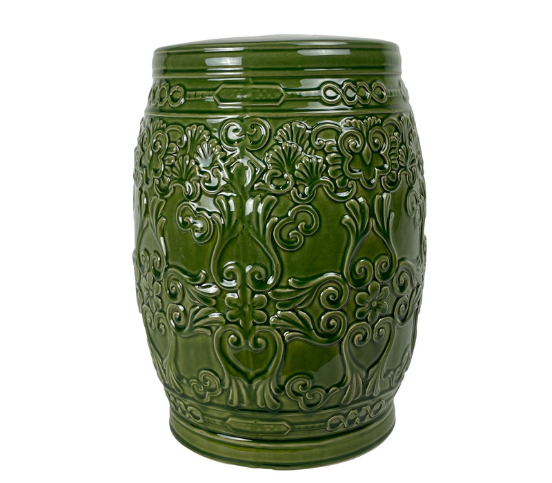 Gartenhocker aus Keramik D34xH46cm Waldgrün