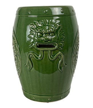 Fine Asianliving Keramik Hocker D34xH46cm Drachenwaldgrün