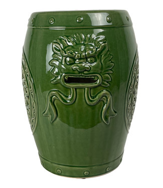 Fine Asianliving PREORDER WEEK 19 Ceramic Garden Stool D34xH46cm Dragon Forest Green