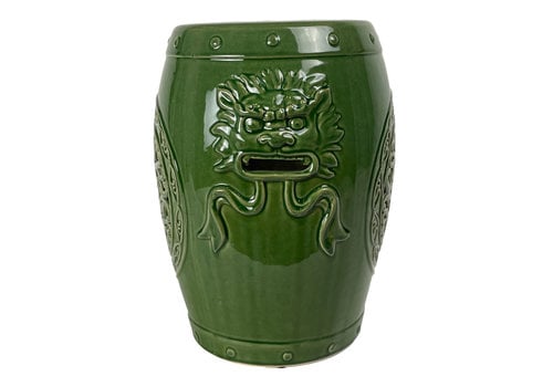 Fine Asianliving Sgabello da giardino in ceramica D34xH46cm Drago Verde Foresta
