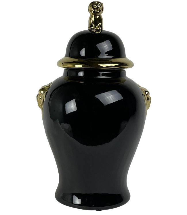 Tarro de jengibre chino Porcelana Oro negro brillante D25xH46cm