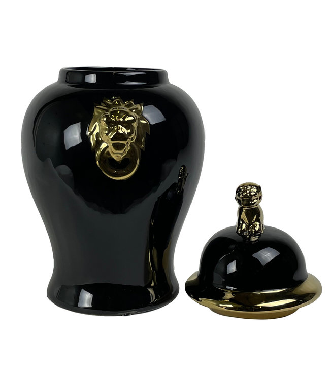 Zenzero Cinese Porcellana Oro Nero Lucido D25xH46cm