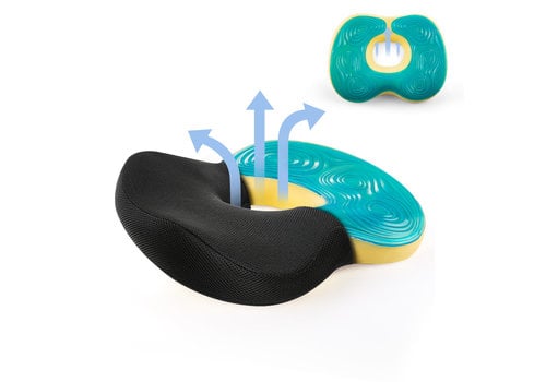 Fine Asianliving Gel Enhanced Memory Foam Ventilated Orthopedic Seat Cushion 47x37.5x8.5cm