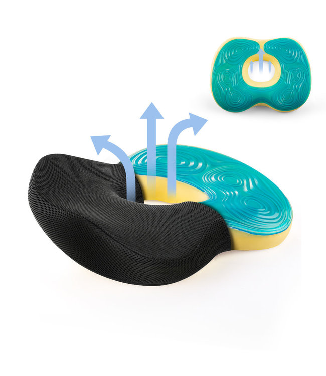 Fine Asianliving Gel Enhanced Memory Foam Ventilated Orthopedic Seat Cushion 47x37.5x8.5cm