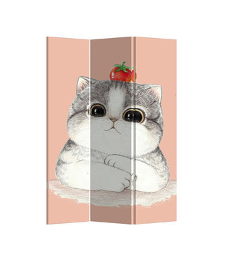 Fine Asianliving Paravento per Bambini L120xA180cm 3 Pannelli Gatto Carino