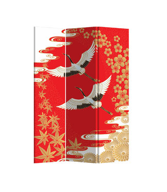 Fine Asianliving Paravent en Toile L120xH180cm 3 Panneaux Grues