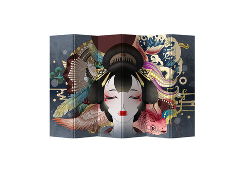 Fine Asianliving Paravent Raumteiler B240xH180cm 6-teilig Japanische Geisha