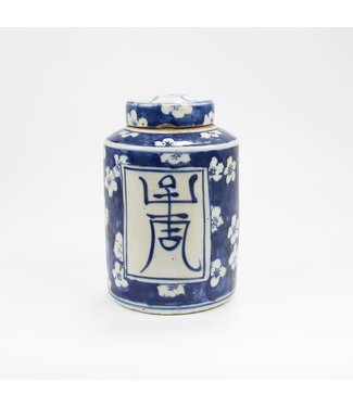 Fine Asianliving Chinesische Deckelvase Blau Weiß Porzellan Langlebigkeit D12xH18cm