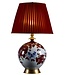 Chinesische Tischlampe Porzellan Rote Blumen mit Lampenschirm D40xH61cm