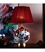 Lampe de Table Chinoise Porcelaine Fleurs Rouges avec Abat-jour D40xH61cm