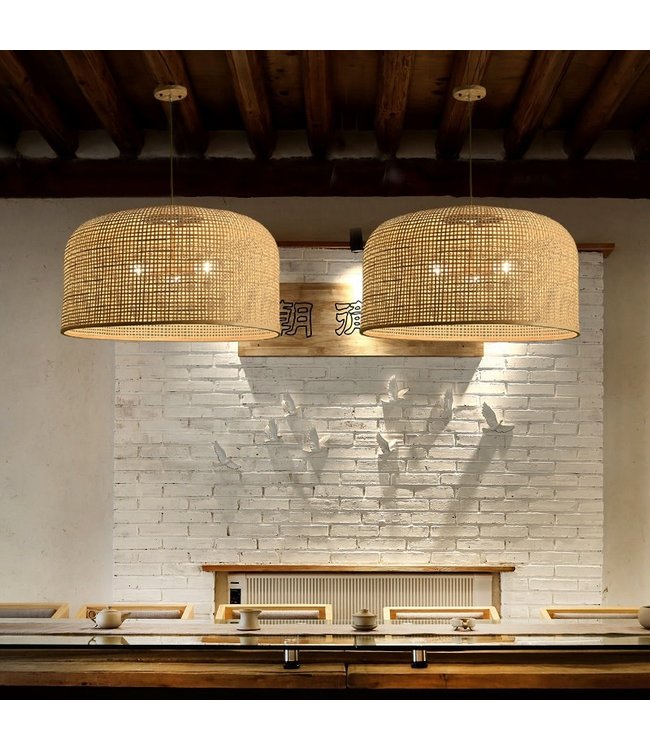 Bamboo Lampshade Pendant Light Handmade - Melbourne D65xH30cm