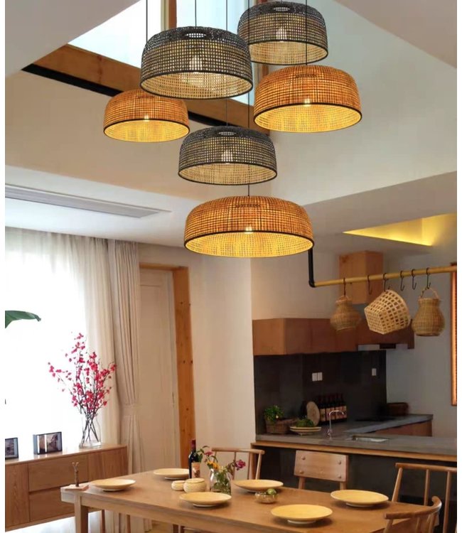 Bamboo Lampshade Pendant Light Handmade - Melbourne D65xH30cm