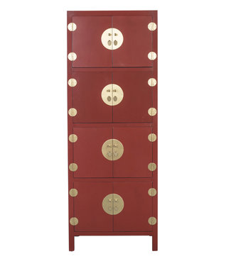 Fine Asianliving Chinese Kast Ruby Rood B67xD45xH180cm - Orientique Collectie