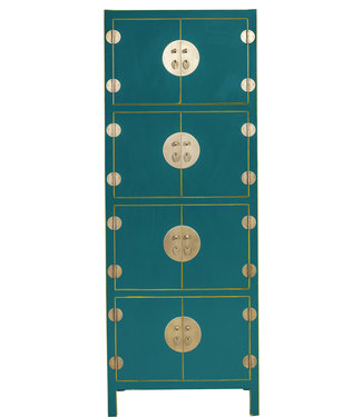 Fine Asianliving Chinesischer Schrank Teal Aquamarin - Orientique Kollektion- B67xT45xH180cm