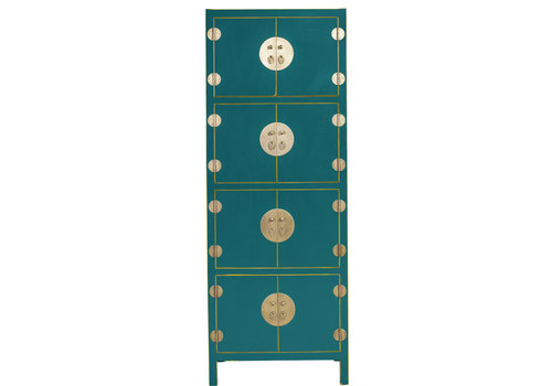 Fine Asianliving Chinese Kast Teal Blauw B67xD45xH180cm - Orientique Collection