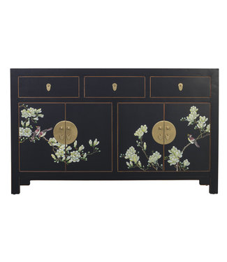 Fine Asianliving Chinese Sideboard Onyx Black Handpainted W140xD35xH85cm