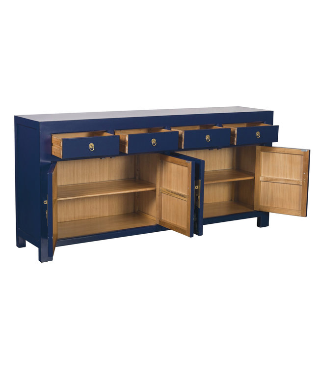 Chinese Dressoir Midnight Blauw Handbeschilderd B180xD40xH85cm