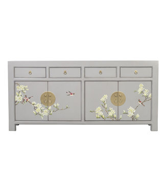 Fine Asianliving Credenza Cinese Grigia Pastello Dipinto a Mano L180xP40xA85cm