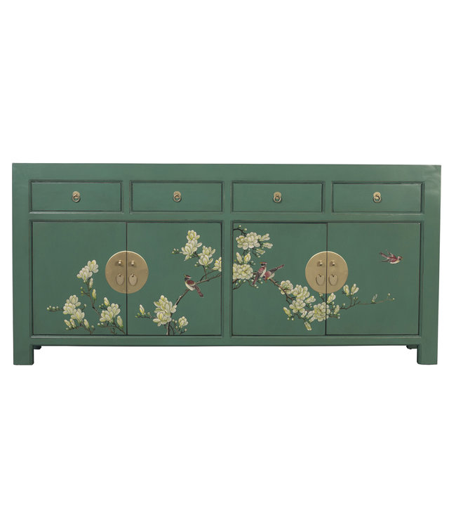 Chinese Sideboard Pine Green Handpainted W180xD40xH85cm