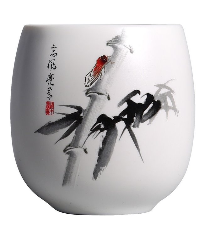 Chinese Theeservies Set/7 Porselein Handgeschilderd Bamboe