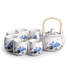 Fine Asianliving Chinese Tea Set/7 Porcelain Handpainted Lotus Dragonfly Blue