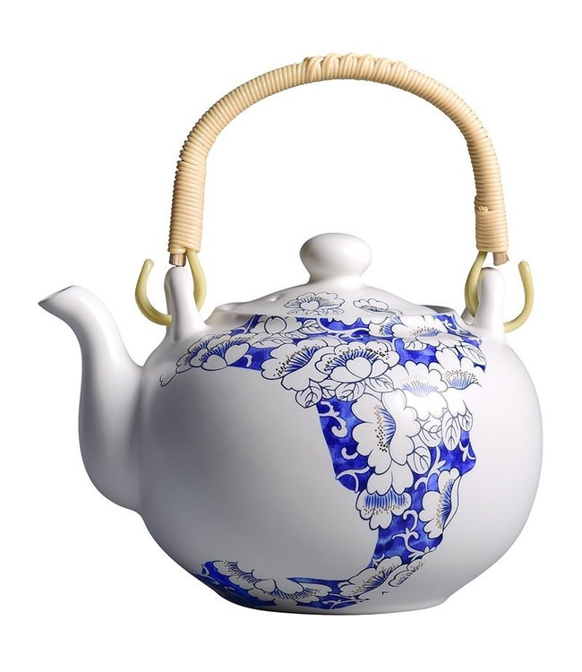 Chinesisches Teeservice Set/7 Porzellan Handbemalt Blumen Blau