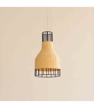 Fine Asianliving Lampe á Suspension Industrielle en Bambou - Xiron D.20xH35cm