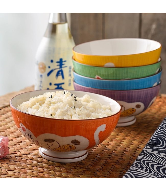 Japanese Tableware Lucky Cat Bowl Medium Yellow 15cm