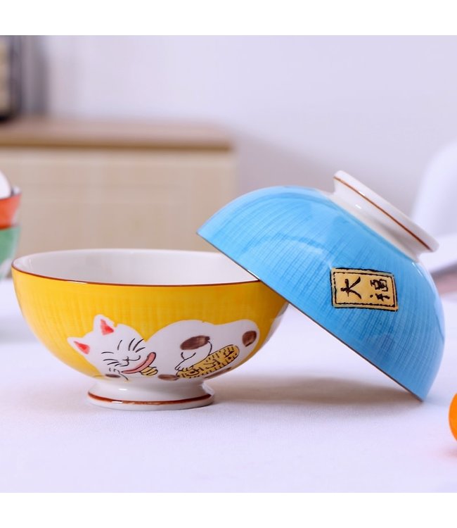 Japans Servies Lucky Cat Kom Paars 15cm