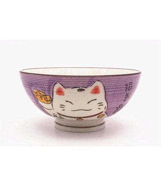 Fine Asianliving Japans Servies Lucky Cat Kom Paars 15cm