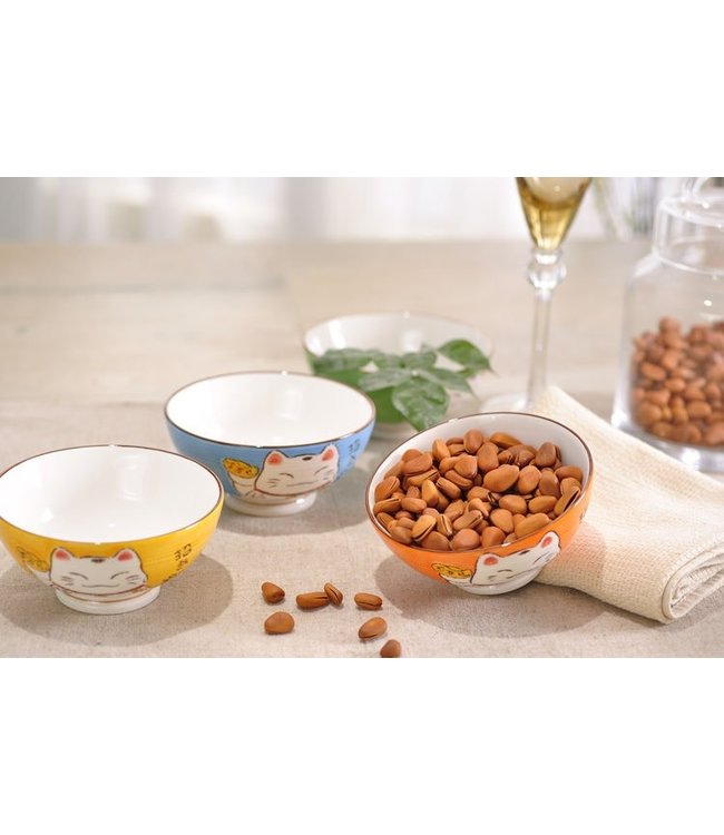 Japans Servies Lucky Cat Kom Paars 15cm