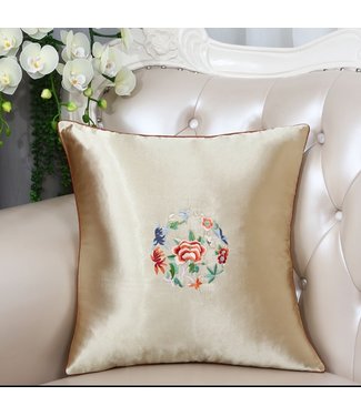 Fine Asianliving Chinese Cushion Beige Flowers 45x45cm