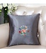 Housse de Coussin Chinoise Grise Fleurs 45x45cm Sans Remplissage