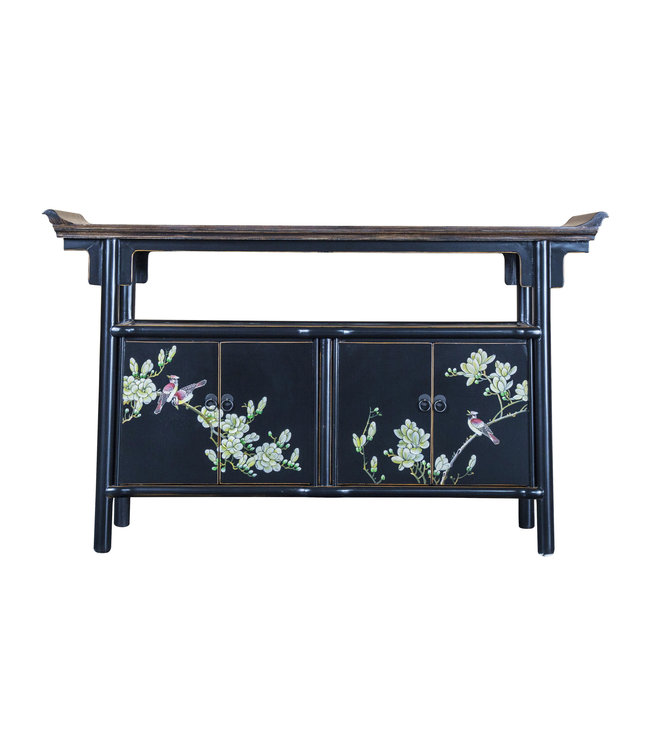 PREORDER WEEK 19 Chinesisches Sideboard Schwarz Handgemalt B143xT37xH87cm