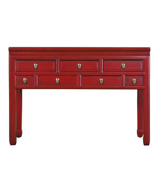 Fine Asianliving Tavolo Consolle Cinese Antico Rosso L121xP45xA88cm