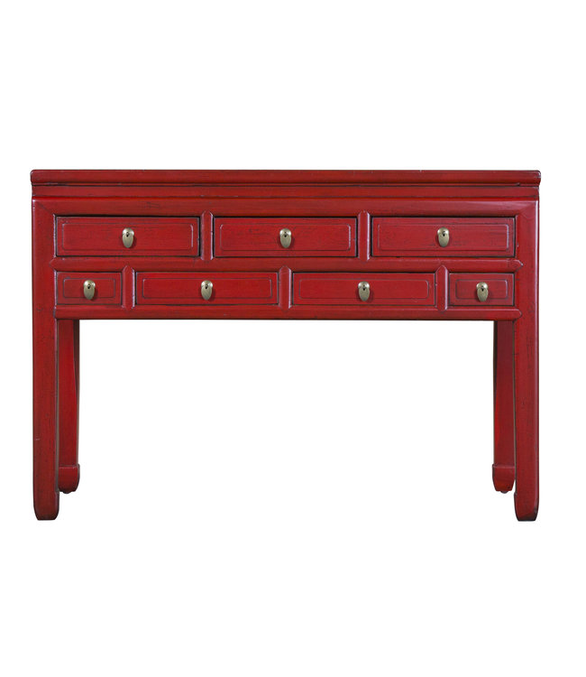 Console Chinoise Ancienne Royal Rouge L121xP45xH88cm