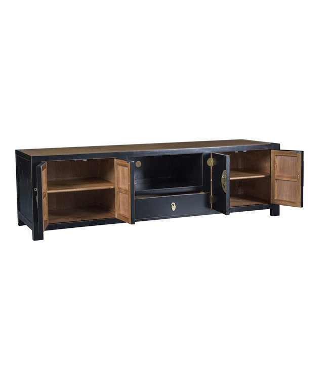 Chinese TV Cabinet Black with Bamboo W190xD56xH56cm