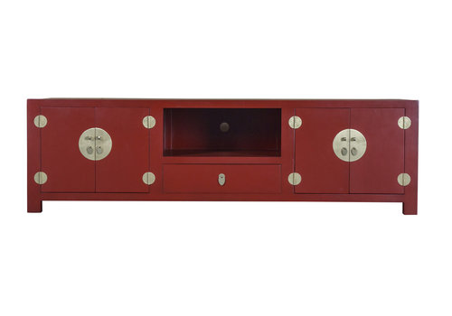 Fine Asianliving Chinese TV Cabinet Red with Bamboo W190xD56xH56cm