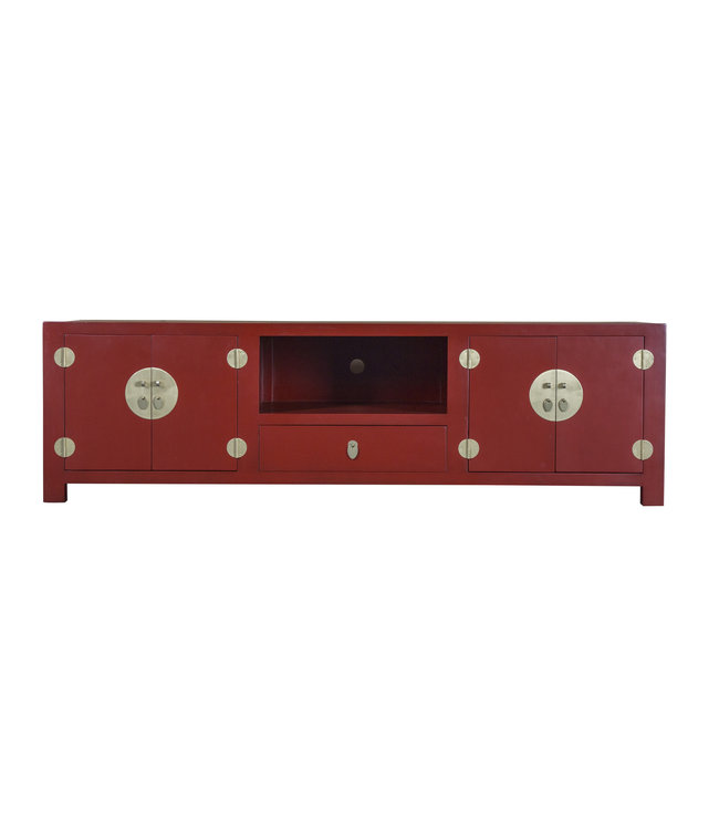 Chinese TV Cabinet Red with Bamboo W190xD56xH56cm