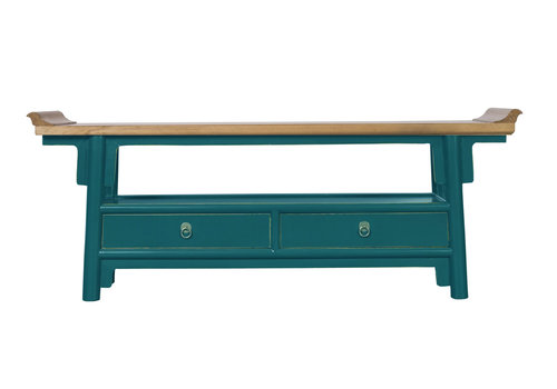 Fine Asianliving Chinese TV Cabinet Teal Qiaotou W140xD38xH55cm