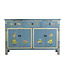 Buffet Chinois Bleu Peint à la Main L140xP34xH90cm