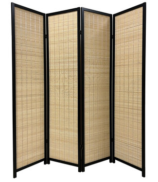 Fine Asianliving Separè Paravento Divisori in Bambù L160xA180cm 4 Pannelli Nero