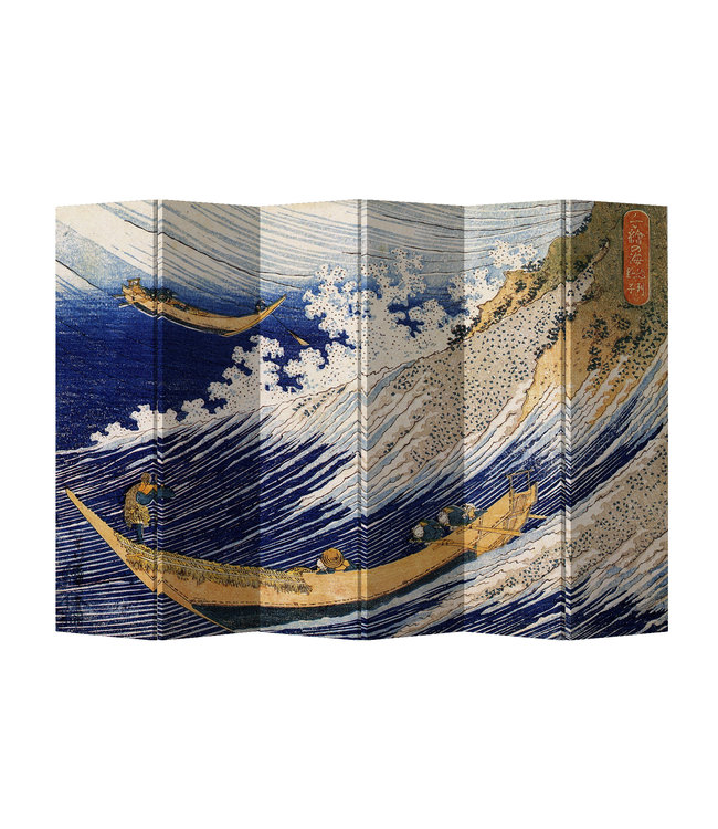 Biombo Japonés Ancho240xAlto180cm 6 Paneles Olas del Océano Hokusai