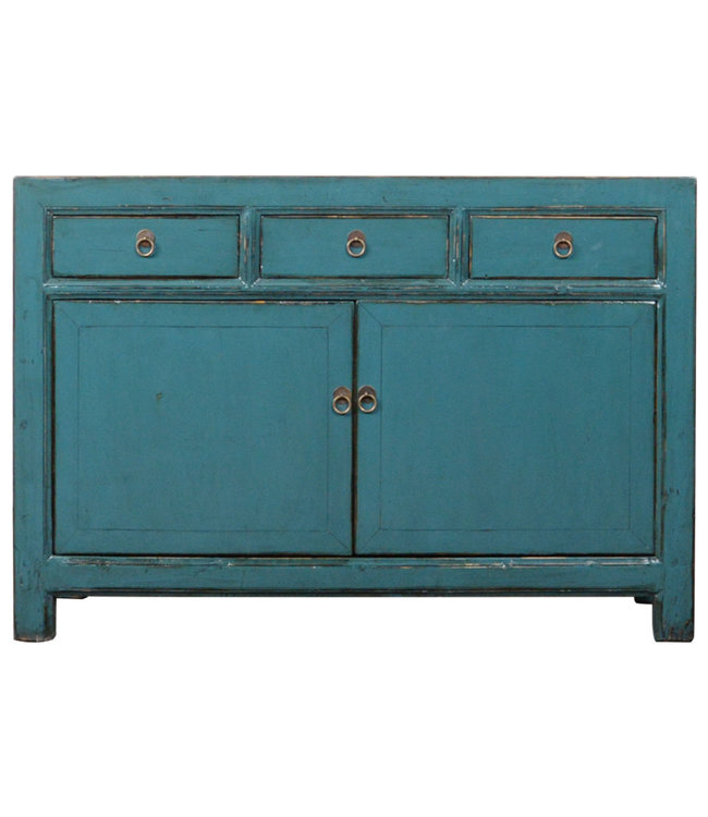 Antique Chinese Sideboard Teal High Gloss W128xD40xH89cm