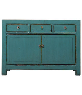 Fine Asianliving Antikes Chinesisches Sideboard Blau Grün Hochglanz B128xT40xH92cm