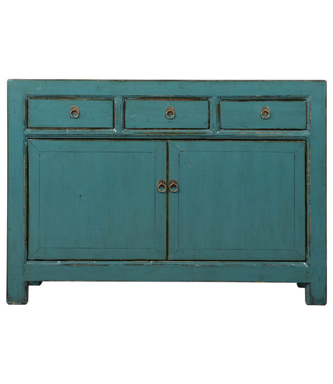 Buffet Chinois Ancien Turquoise Haute Brillance L128xP40xH92cm