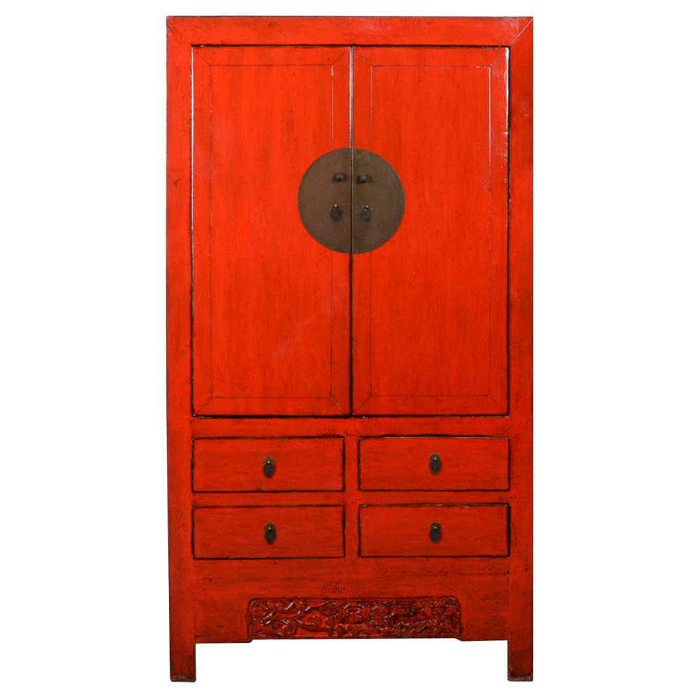 Antique Chinese Wedding Red High Gloss W103xD50xH188cm