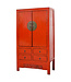 Antique Chinese Wedding Cabinet Red High Gloss W103xD50xH188cm