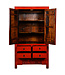 Antique Chinese Wedding Cabinet Red High Gloss W103xD50xH188cm